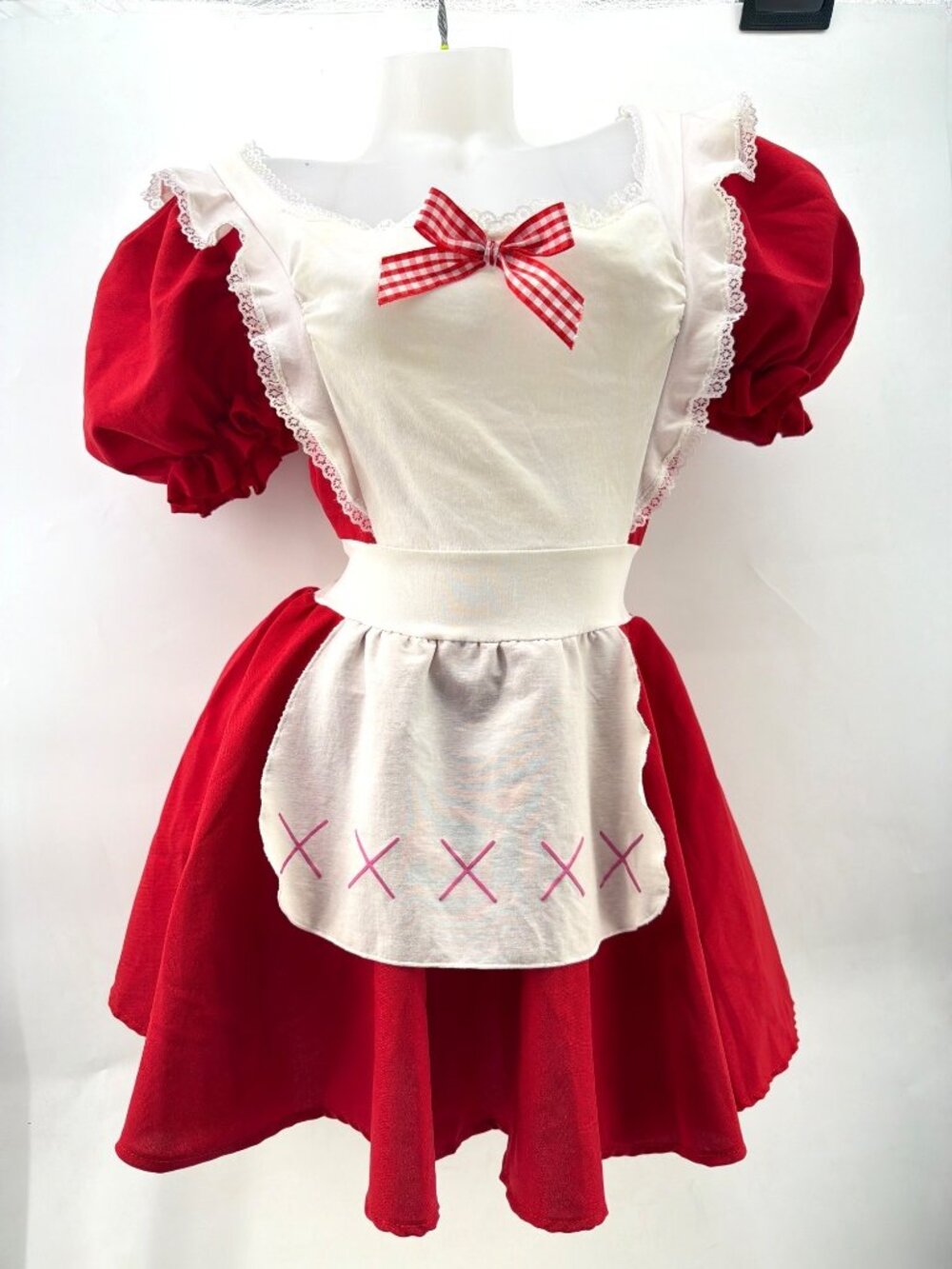Leg Avenue Red White French Maid Cosplay Dress Costume Women Size M